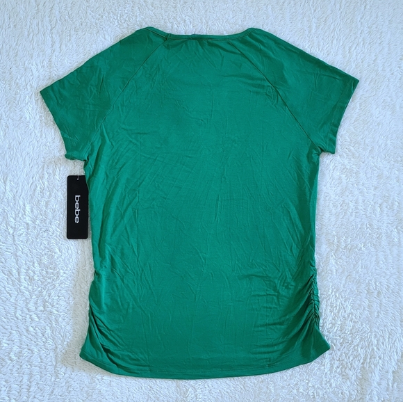 bebe Green💚 Top With Triple3️⃣ Silver🤍 Rings Detail - NWT - Picture 2 of 16